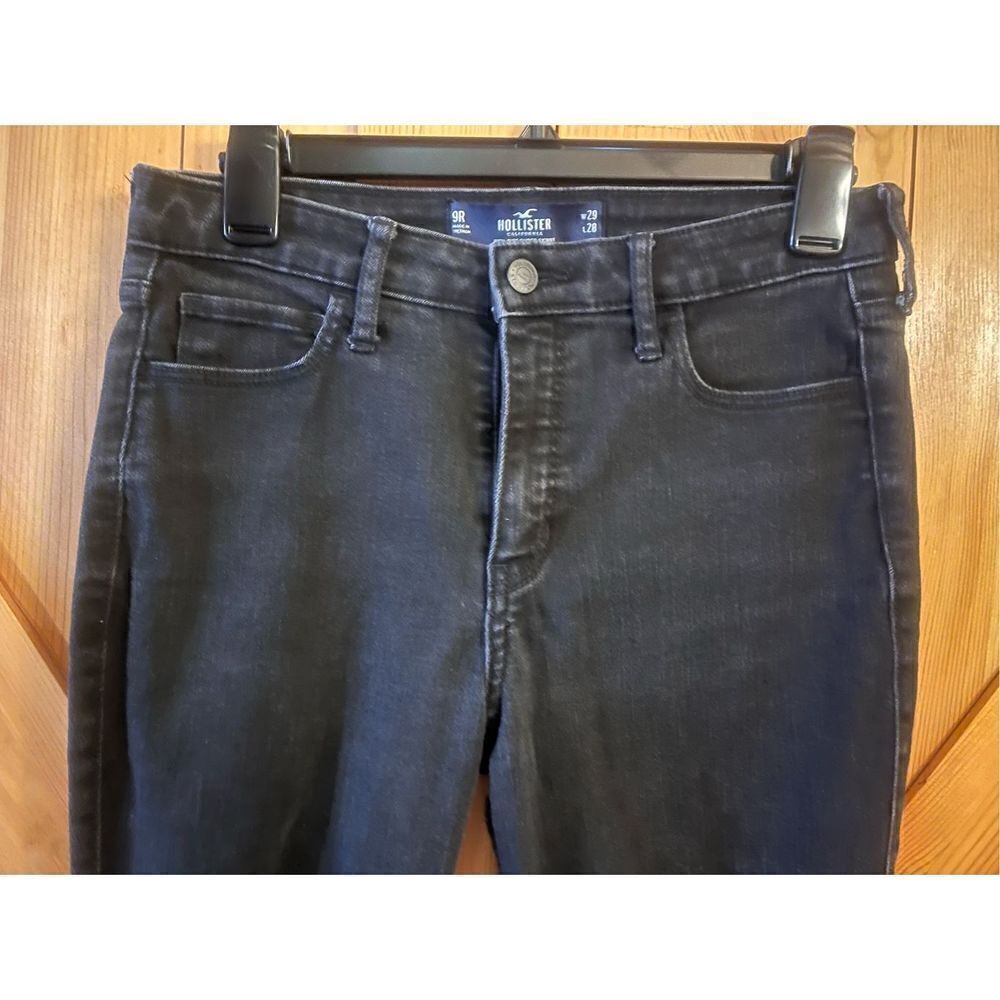 Hollister Jeans Womens 9R Black Denim High Rise Super Skinny 29x28 Stretch (1320 - Picture 3 of 7
